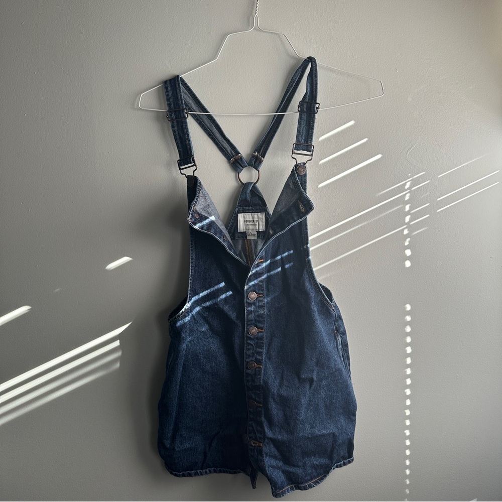 Forever 21 dark wash denim overall dress
